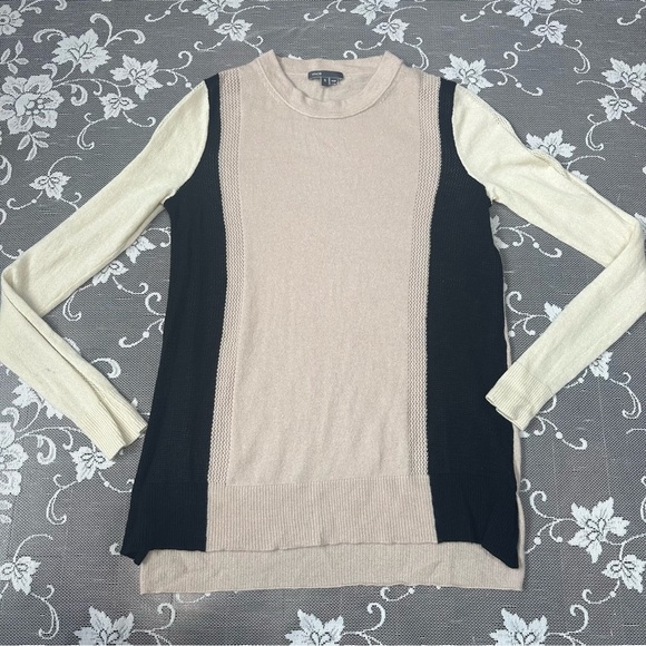 Vince Two Toned Knit 100% Cashmere Sweater Sz Small - Picture 7 of 14
